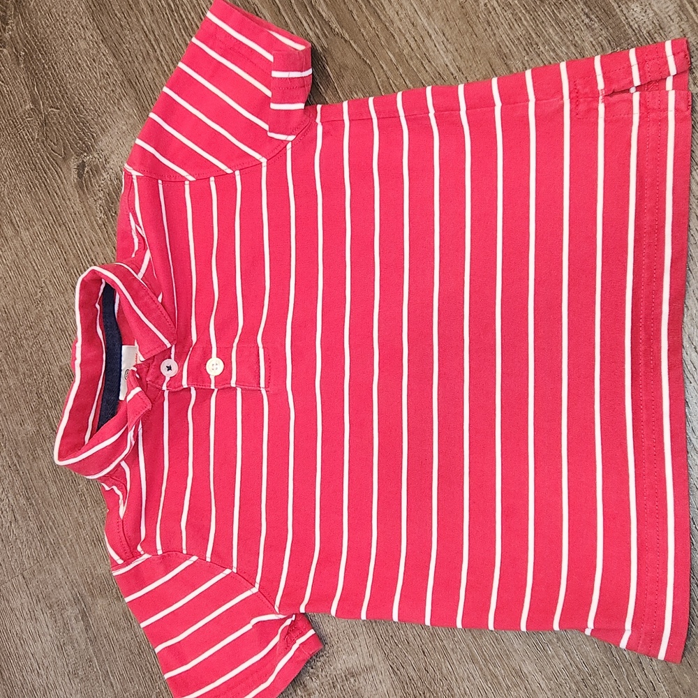 Boys Hanna Andersson red and white striped polo shirt Size 100 (4T)
